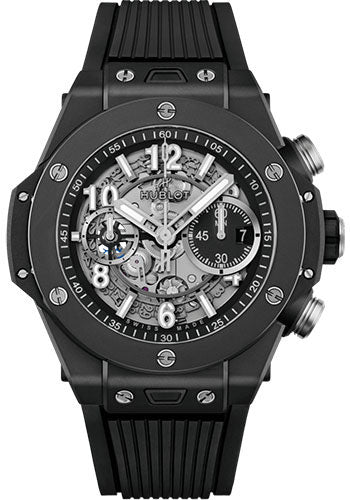 Hublot Big Bang Unico Black Magic Watch - 44 mm - Black Skeleton Dial - Black Rubber Strap-421.CI.1170.RX