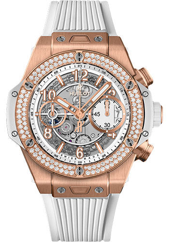 Hublot Big Bang Unico King Gold White Diamonds 42mm Watch - 42 mm - White Skeleton Dial-441.OE.2010.RW.1104