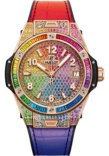 Hublot Big Bang One Click Rainbow King Gold Watch - 39 mm - Gem Set Dial-465.OX.9910.LR.0999
