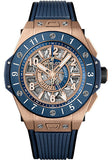 Hublot Big Bang Unico Gmt King Gold Blue Ceramic Watch - 45 mm - Blue And Gold-Plated Skeleton Dial-471.OL.7128.RX