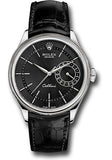 Rolex Cellini Date Watch - White Gold - Black Dial - Black Leather Strap - 50519 bkbk