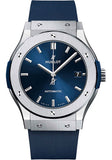 Hublot Classic Fusion Titanium Blue Watch - 45 mm - Blue Dial - Blue Lined Rubber Strap-511.NX.7170.RX