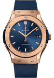Hublot Classic Fusion King Gold Blue Watch - 45 mm - Blue Dial - Blue Lined Rubber Strap-511.OX.7180.RX