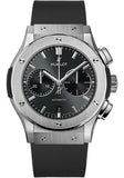 Hublot Classic Fusion Racing Grey Chronograph Titanium Watch - 45 mm - Gray Dial - Gray Lined Rubber Strap-521.NX.7071.RX