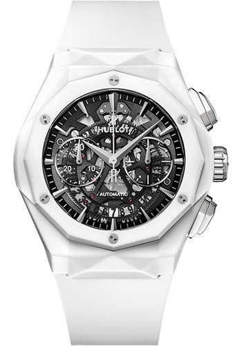 Hublot Classic Fusion Aerofusion Chronograph Orlinski White Ceramic Watch - 45 mm - Sapphire Crystal Dial - White Smooth Rubber Strap Limited Edition of 200-525.HI.0170.RW.ORL21