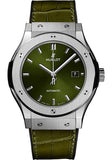 Hublot Classic Fusion Titanium Green Watch - 42 mm - Green Dial - Black Rubber and Green Leather Strap-542.NX.8970.LR