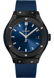Hublot Classic Fusion Ceramic Blue Watch - 33 mm - Blue Dial - Blue Lined Rubber Strap-581.CM.7170.RX