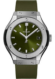 Hublot Classic Fusion Titanium Green Watch - 33 mm - Green Dial - Green Lined Rubber Strap-581.NX.8970.RX