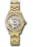 Rolex Yellow Gold Lady-Datejust Pearlmaster 29 Watch - 32 Diamond Bezel - Mother-Of-Pearl Roman Dial - 80298 mr