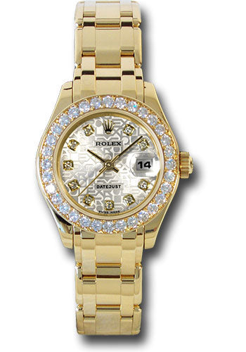 Rolex Yellow Gold Lady-Datejust Pearlmaster 29 Watch - 32 Diamond Bezel - Silver Jubilee Diamond Dial - 80298 sjd