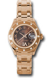 Rolex Pink Gold Lady-Datejust Pearlmaster 29 Watch - 12 Diamond Bezel - Chocolate Brown Diamond Roman Vi Roman Dial - 80315 brrd