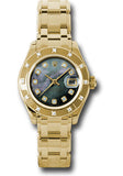 Rolex Yellow Gold Lady-Datejust Pearlmaster 29 Watch - 12 Diamond Bezel - Dark Mother-Of-Pearl Diamond Dial - 80318 dkmd