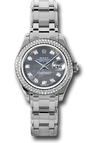 Rolex White Gold Lady-Datejust Pearlmaster 29 Watch - 116 Diamond Bezel - Dark Mother-Of-Pearl Diamond Dial - 80339 dkmd