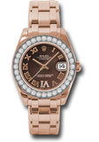 Rolex Everose Gold Datejust Pearlmaster 34 Watch - 32 Diamond Bezel - Chocolate Roman Dial - 81285 chodrp