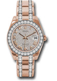 Rolex Everose Gold Datejust Pearlmaster 34 Watch - 32 Diamond Bezel - Diamond Paved Roman Dial - 81285 dprdp