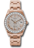 Rolex Everose Gold Datejust Pearlmaster 34 Watch - 32 Diamond Bezel - Diamond Paved Roman Dial - 81285 dprp
