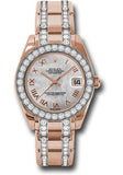 Rolex Everose Gold Datejust Pearlmaster 34 Watch - 32 Diamond Bezel - Mother-Of-Pearl Roman Dial - 81285 mrdp