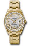 Rolex Yellow Gold Datejust Pearlmaster 34 Watch - 34 Diamond Bezel - White Mother-Of-Pearl Roman Dial - 81298 mdr