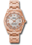 Rolex Pink Gold Datejust Pearlmaster 34 Watch - 12 Diamond Bezel - Mother-Of-Pearl Roman Dial - 81315 mr