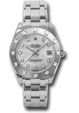 Rolex White Gold Datejust Pearlmaster 34 Watch - 12 Diamond Bezel - White Mother-Of-Pearl Diamond Dial - 81319 md
