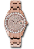 Rolex Everose Gold Datejust Pearlmaster 39 Watch - 36 Diamond Bezel - Diamond Paved Roman Dial - 86285 dpr