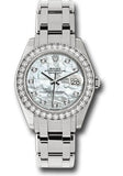 Rolex White Gold Datejust Pearlmaster 39 Watch - 36 Diamond Bezel - White Mother-Of-Pearl Diamond Dial - 86289 md