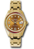 Rolex Yellow Gold Datejust Pearlmaster 39 Watch - 48 Orange To Yellow Gradient Baguette-Cut Sapphires Bezel - Cognac Diamond Dial - 86348SAJOR