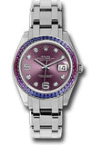 Rolex White Gold Datejust Pearlmaster 39 Watch - 48 Blue To Fuchsia Pink Gradient Baguette-Cut Sapphires Bezel - Red Grape Diamond Dial - 86349SAFUBL