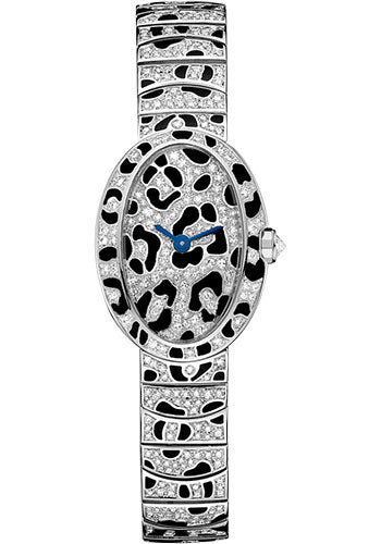 Cartier Mini Baignoire Panther Spots Watch - White Gold Diamond Case - Diamond Dial - Diamond Bracelet - HPI00704