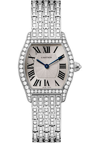 Cartier Tortue Watch - 30 mm White Gold Diamond Case - Diamond Bracelet - HPI00778