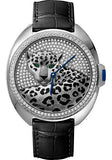 Cartier Cle de Cartier Watch - 40 mm White Gold Diamond Case - White Gold Dial - Black Alligator Strap - HPI01017