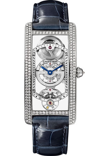 Cartier Tank Cintree Skeleton Watch - Platinum Diamond Case - Skeleton Dial - Black Alligator Strap - HPI01123
