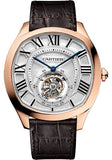 Cartier Drive de Cartier Flying Tourbillon Watch - 40 mm Pink Gold Case - White Galvanized Dial - Brown Alligator Strap - W4100013
