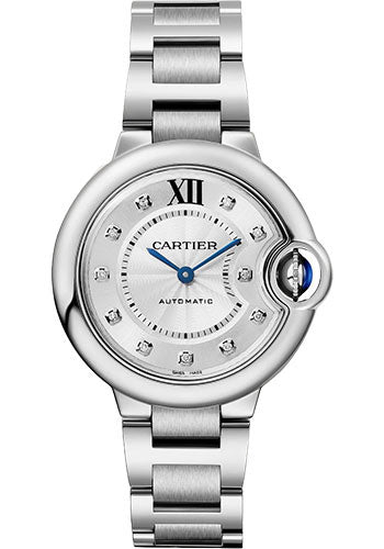 Cartier Ballon Bleu de Cartier Watch - 33 mm Steel Case - Silvered Diamond Dial - Interchangeable Bracelet - W4BB0021