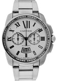 Cartier Calibre de Cartier Chronograph Watch - 42 mm Steel Case - Silver Dial - W7100045