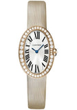 Cartier Baignoire Watch - Small Pink Gold Diamond Case - Fabric Strap - WB520004