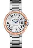 Cartier Ballon Bleu de Cartier Watch - 36 mm Steel Case - Pink Gold Diamond Bezel - WE902081