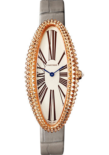 Cartier Baignoire Allongee Watch - 47 mm Pink Gold Case - Light Gray Strap - WGBA0009