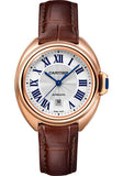 Cartier Cle de Cartier Watch - 31 mm Pink Gold Case - Silver Dial - Brown Alligator Strap - WGCL0010