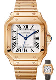 Cartier Santos de Cartier Watch - 35.1 mm Pink Gold Case - Silvered Dial - Allilgator Strap - WGSA0008