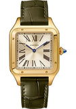 Cartier Santos-Dumont “La Baladeuse” Watch - 43.5 mm x 31.4 mm Yellow Gold Case - Champagne Dial - Green Patina Leather Strap - WGSA0027