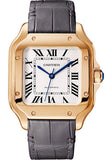 Cartier Santos de Cartier Watch - 35.1 mm Pink Gold Case - Silvered Dial - Alligator And Calfskin Strap - WGSA0028