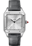 Cartier Santos-Dumont Le Bresil Watch - 43.5 mm x 31.4 mm Platinum Case - Silvered Dial - Grey Alligator Strap - WGSA0034