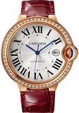 Cartier Ballon Bleu de Cartier Watch - 42 mm Pink Gold Case - Diamond Bezel - Burgundy Alligator Strap - WJBB0035