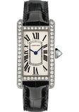 Cartier Tank Americaine Watch - 34.8 mm White Gold Diamond Case - Black Alligator Strap - WJTA0003