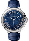 Cartier Ballon Bleu de Cartier Watch - 42 mm Steel Case - Blue Dial - Blue Alligator Strap - WSBB0025