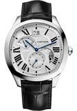Cartier Drive de Cartier Large Date Retrograde Second Time Zone And Day Night Indicator Watch - 40 mm x 41 mm Steel Case - Silvered Dial - Black Alligator Strap - WSNM0016