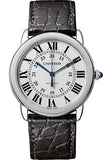 Cartier Ronde Solo Watch - 36 mm Steel Case - Black Round-Scale Alligator Strap - WSRN0013