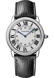 Cartier Ronde Solo de Cartier Watch - 36 mm Steel Case - Silvered Opaline Dial - Grained Black Calfskin Bracelet - WSRN0029