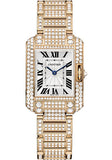 Cartier Tank Anglaise Watch - Small Pink Gold Diamond Case - Diamond Bracelet - HPI00558